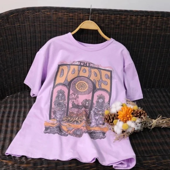 Lilac The Doors Rock Band Music Graphic Tee - Picture 3 of 7